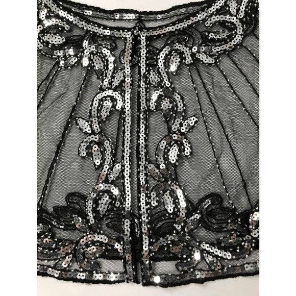 ✨ Sequin Mesh Evening Party Retro Flapper 1920s Shawl Wrap Cover Up Cape NEW - Picture 9 of 13